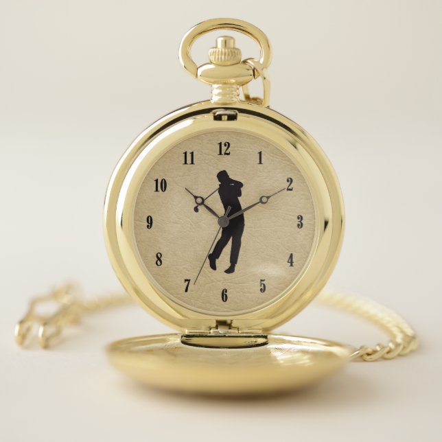 Leather Look Golfer w Roman Numerals Gold Watch (Inside)