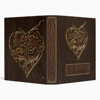 Leather-Look Heart Dark 3 Ring Binder