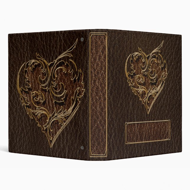 Leather-Look Heart Dark 3 Ring Binder (Background)