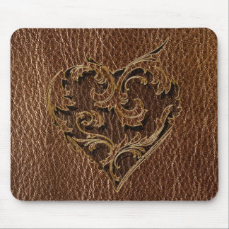 Leather-Look Heart Mouse Pad