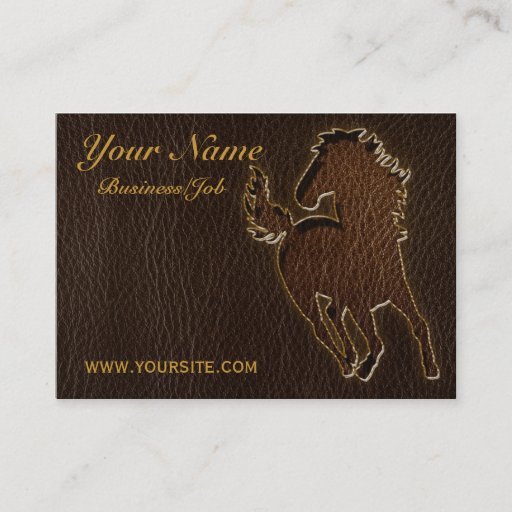 Customizable Leather-Look Horse Dark Business Cards