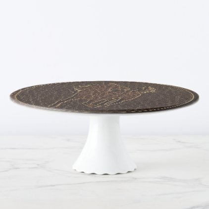 Leather-Look Horse Dark Cake Stand