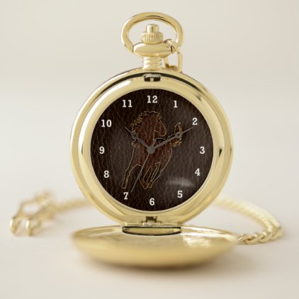 Leather-Look Horse Dark Pocket Watch