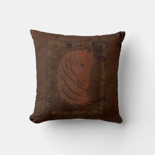 Leather Look Horse Decorator Pillow