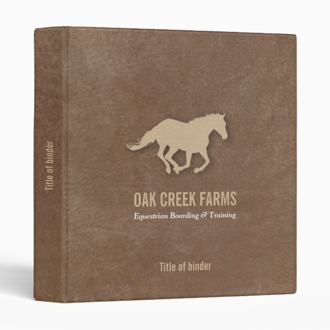 Leather Look Horse Imprint 3 Ring Binder (Front/Spine)