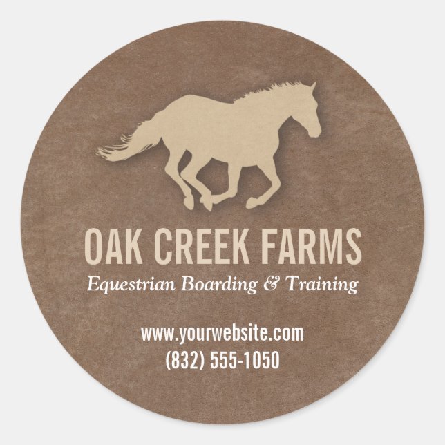 Leather Look Horse Imprint Classic Round Sticker (Front)