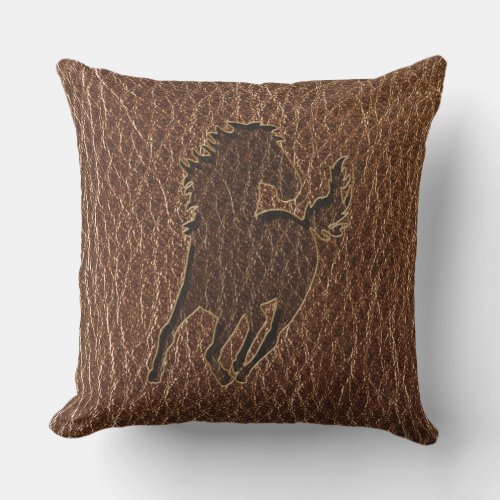 Leather_Look Horse Outdoor Pillow