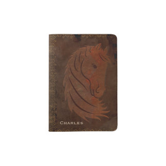 Leather Look Horse Passport Holder