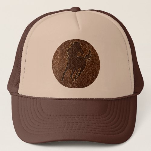 Leather_Look Horse Trucker Hat