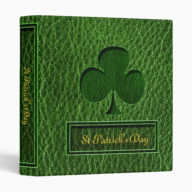 Leather-Look Irish Clover 3 Ring Binder (Front/Spine)