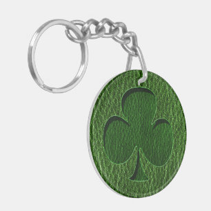 Leather-Look Irish Clover Keychain