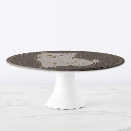 Leather-Look Kitten Dark Cake Stand