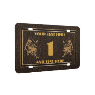 Leather-Look Leo License Plate