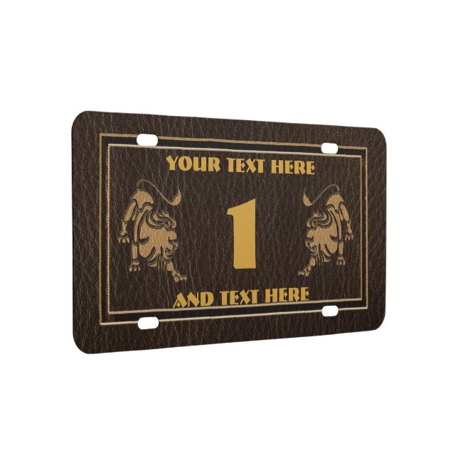 Leather-Look Leo License Plate (Right)