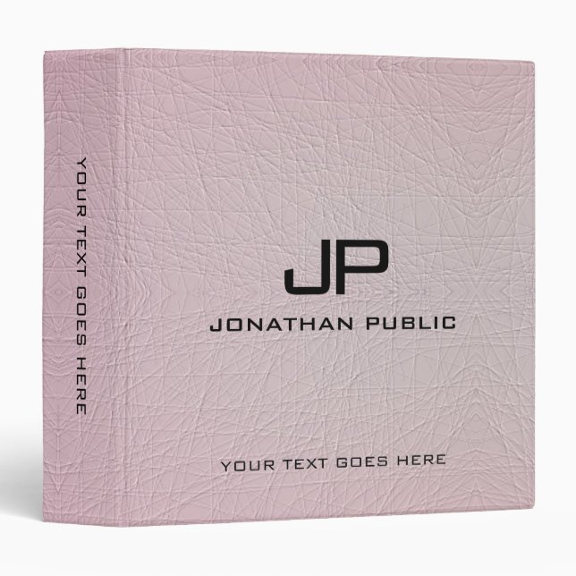 Leather Look Modern Elegant Monogram Template 3 Ring Binder (Front/Spine)