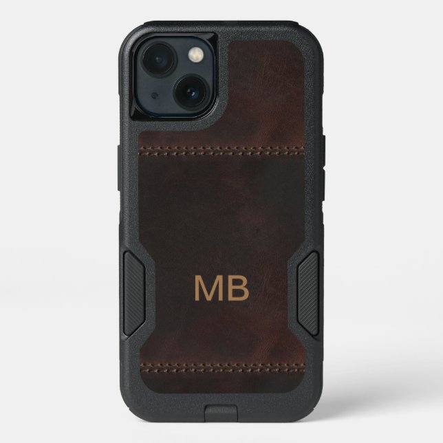 Leather Look Monogram Otterbox iPhone Case (Back)