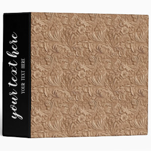 Leather look motif pattern 3 ring binder
