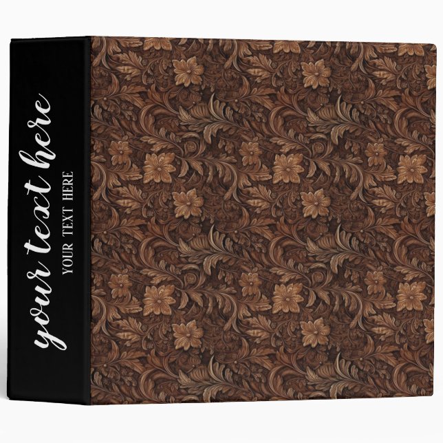 Leather look motif pattern 3 ring binder (Front/Spine)