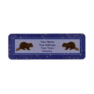 Leather-Look Native American Zodiac Beaver Label
