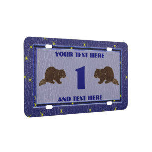 Leather-Look Native American Zodiac Beaver License Plate
