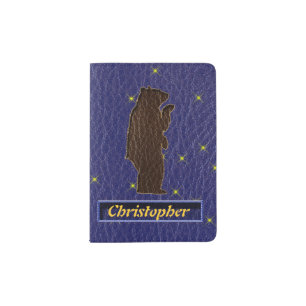 Leather-Look Native American Zodiac Brown Bear Passport Holder