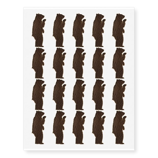 Leather-Look Native American Zodiac Brown Bear Temporary Tattoos (Front)