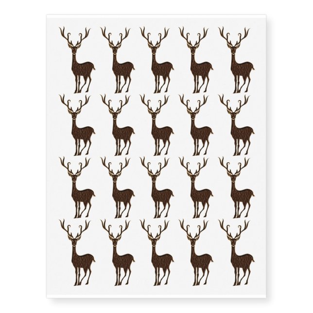Leather-Look Native American Zodiac Deer Temporary Tattoos (Front)
