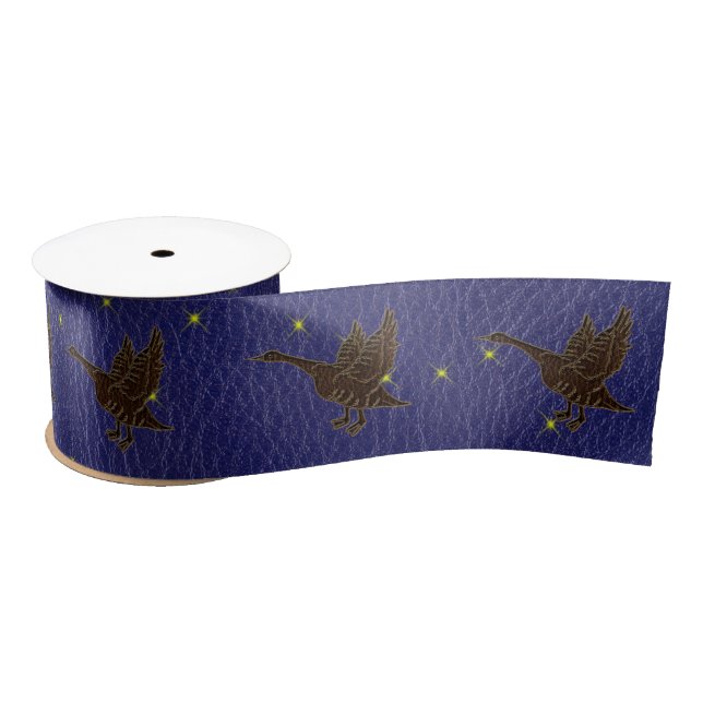 Leather-Look Native American Zodiac Goose Satin Ribbon (Spool)