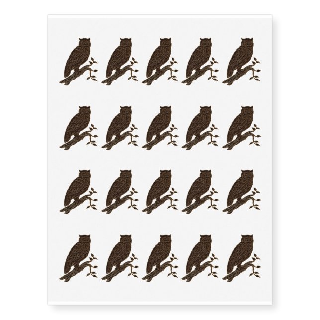 Leather-Look Native American Zodiac Owl Temporary Tattoos (Front)
