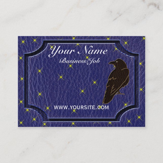 Leather-Look Native American Zodiac Raven Business Card (Front)