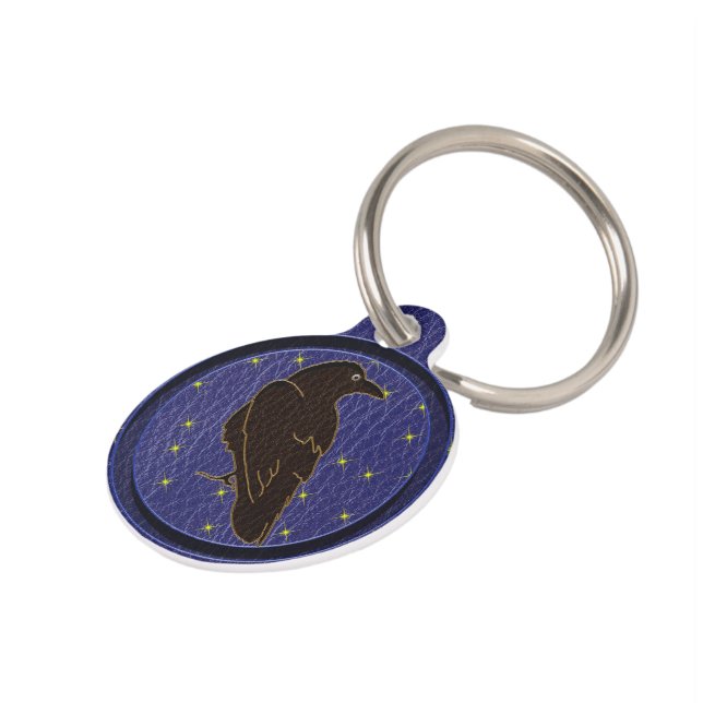 Leather-Look Native American Zodiac Raven Pet Tag (Side)