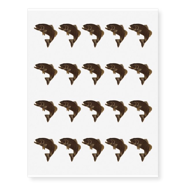 Leather-Look Native American Zodiac Salmon Temporary Tattoos (Front)