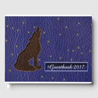 Leather-Look Native American Zodiac Wolf Guest Book