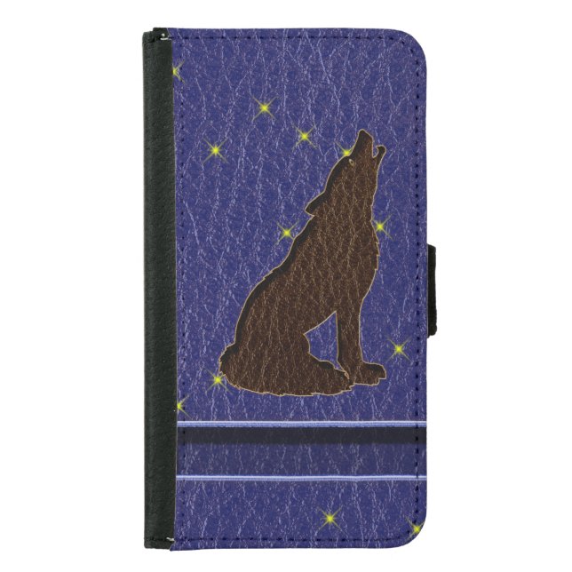 Leather-Look Native American Zodiac Wolf Samsung Galaxy Wallet Case (Front)