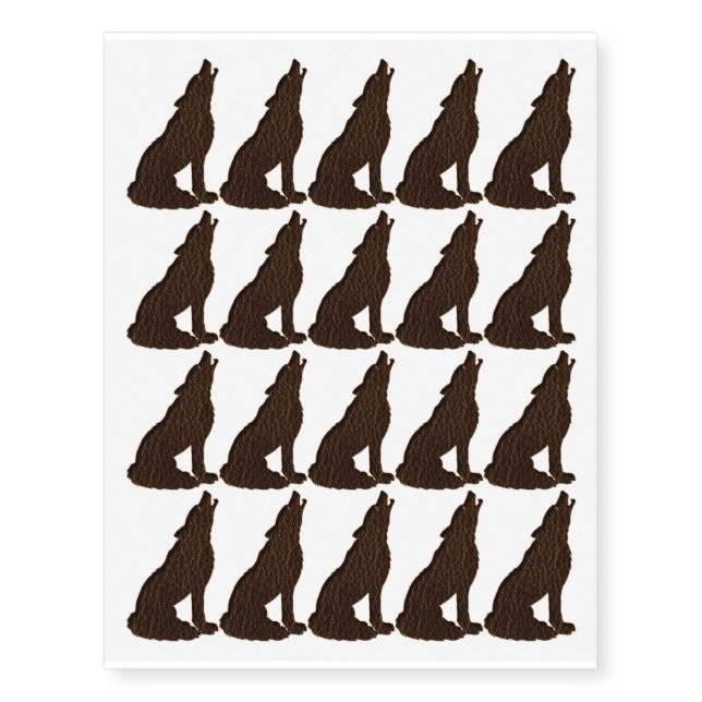Leather-Look Native American Zodiac Wolf Temporary Tattoos (Front)