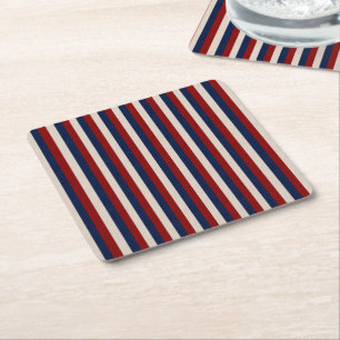 LEATHER LOOK PATRIOTIC STRIPES-PAPER COASTERS