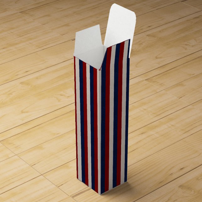 LEATHER LOOK PATRIOTIC STRIPES-WINE GIFT BOX (Opened)