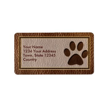 Leather-look Paw Label by MarianaEwaPattern at Zazzle