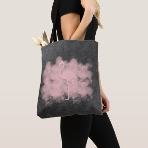 Leather  Look Pink Flamingo Cloud Tote Bag