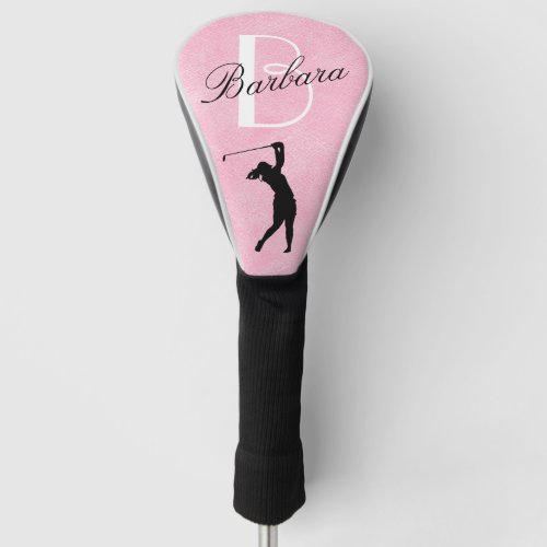 Leather Look Pink Womens Monogram Name  Golf Head Cover
