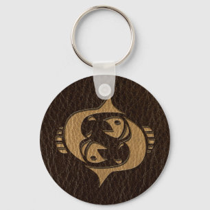 Leather-Look Pisces Keychain