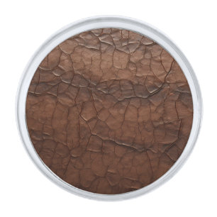Leather-look Silver Finish Lapel Pin
