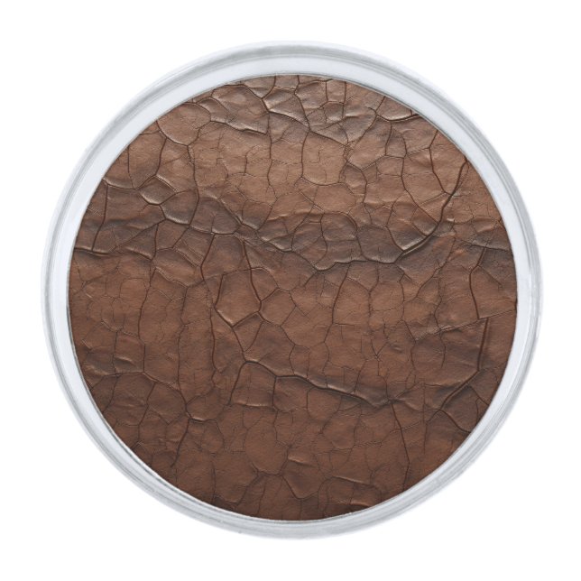 Leather-look Silver Finish Lapel Pin (Front)
