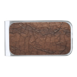 Leather-look Silver Finish Money Clip