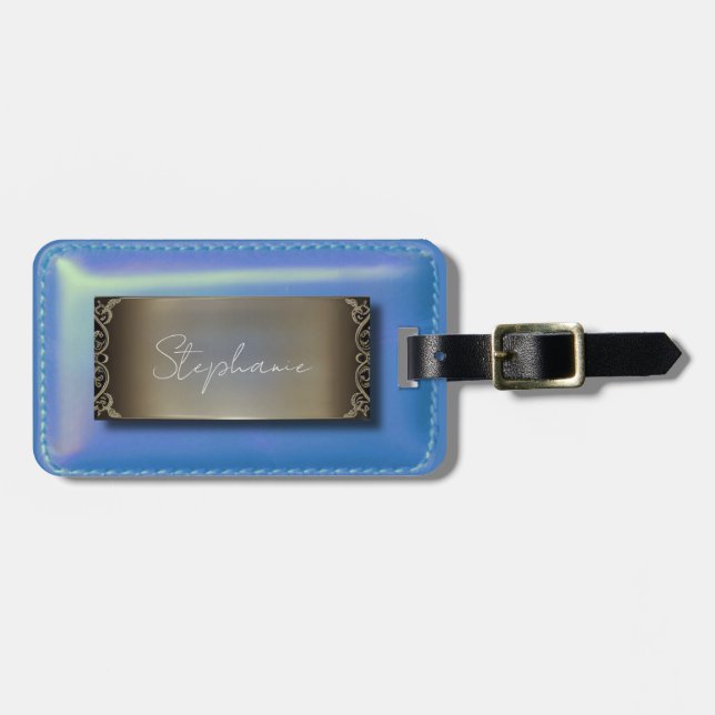 Leather Look Slate Backpack Luggage Tag  (Front Horizontal)