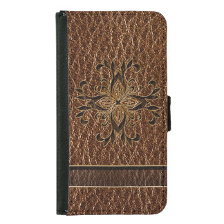 Leather-Look Star Wallet Phone Case For Samsung Galaxy S5