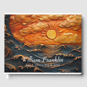 Leather Look Sunrise Sunset Memorial Celebration Guest Book