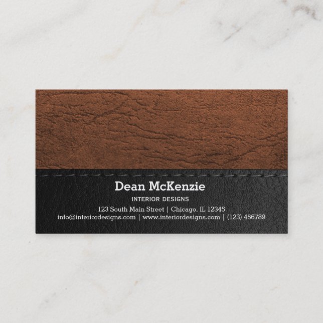 Leather look texture business business card (Front)