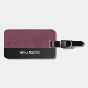 Leather look texture business   Magenta Luggage Tag