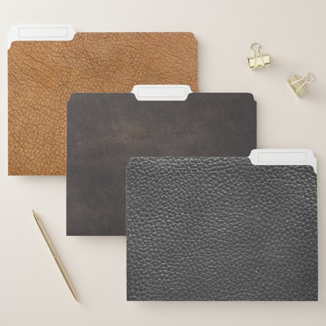 Leather Look Textured Brown Black File Folder (Set)